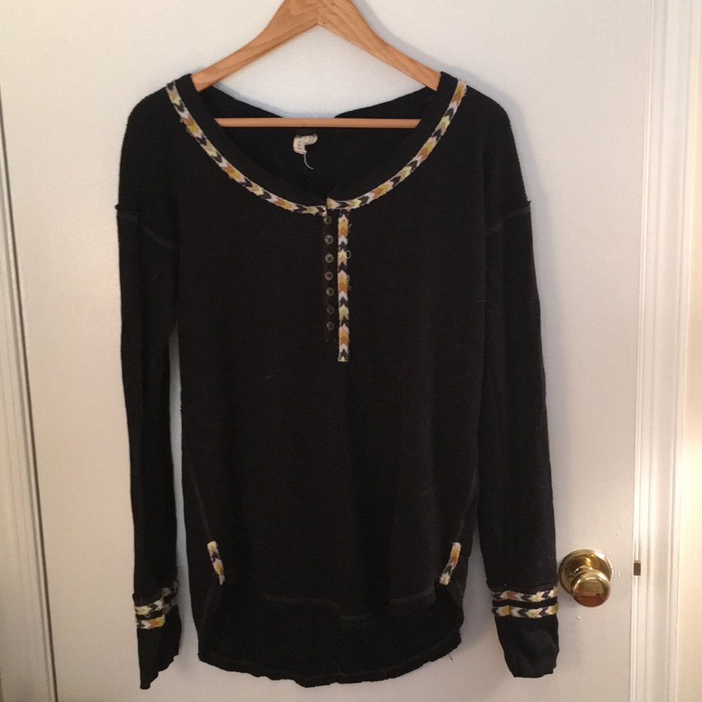 Black Free People Long Sleeve Shirt
